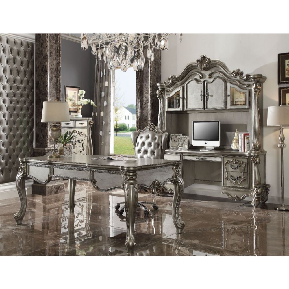 ACME The Versailles executive arm chair classic style will blend masterfully in your home. Carefully constructed from faux leather, and selected veneers. | Meri Furniture