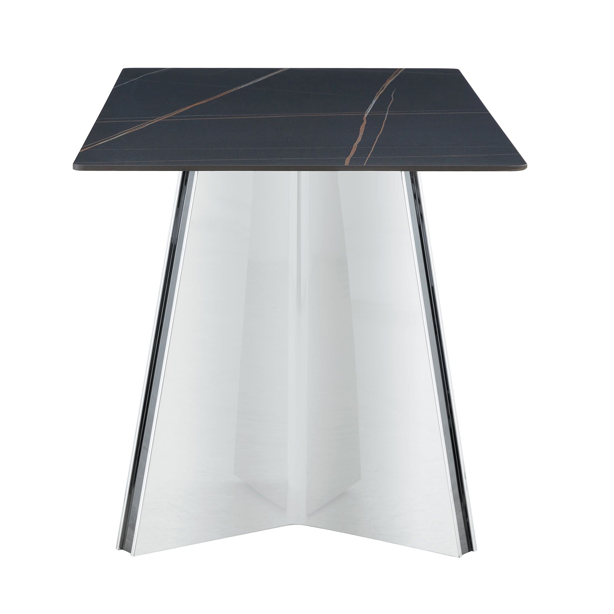 Modern Marble Patterned Dining Table With Stainless Steel Butterfly Legs