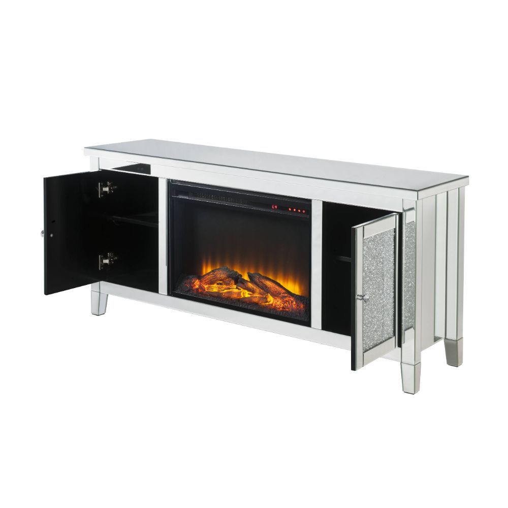 ACME Assembled, Rectangular TV Stand with Fireplace. | Meri Furniture
