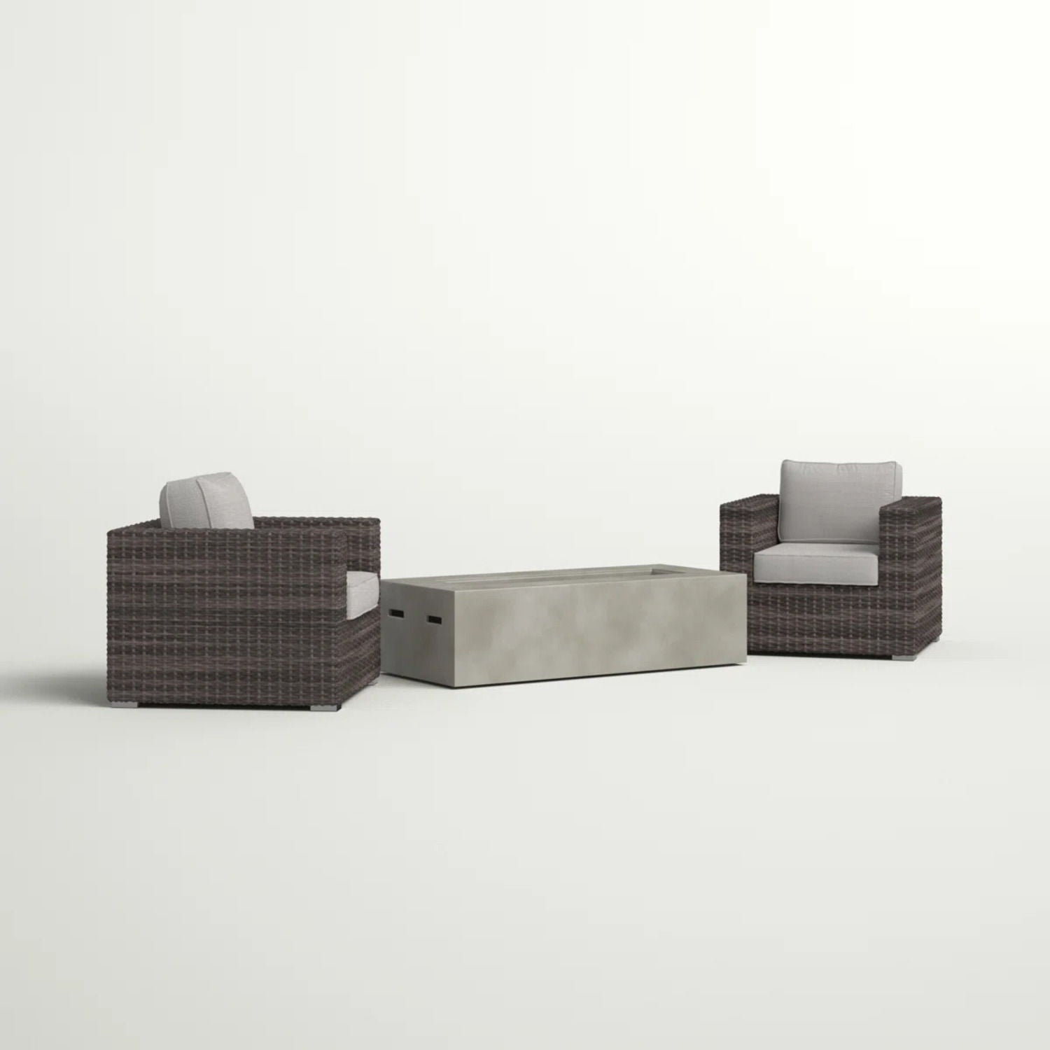 Outdoor Rattan Wicker Seating Set With Cushions 2 Person Patio Furniture - Espresso / Gray