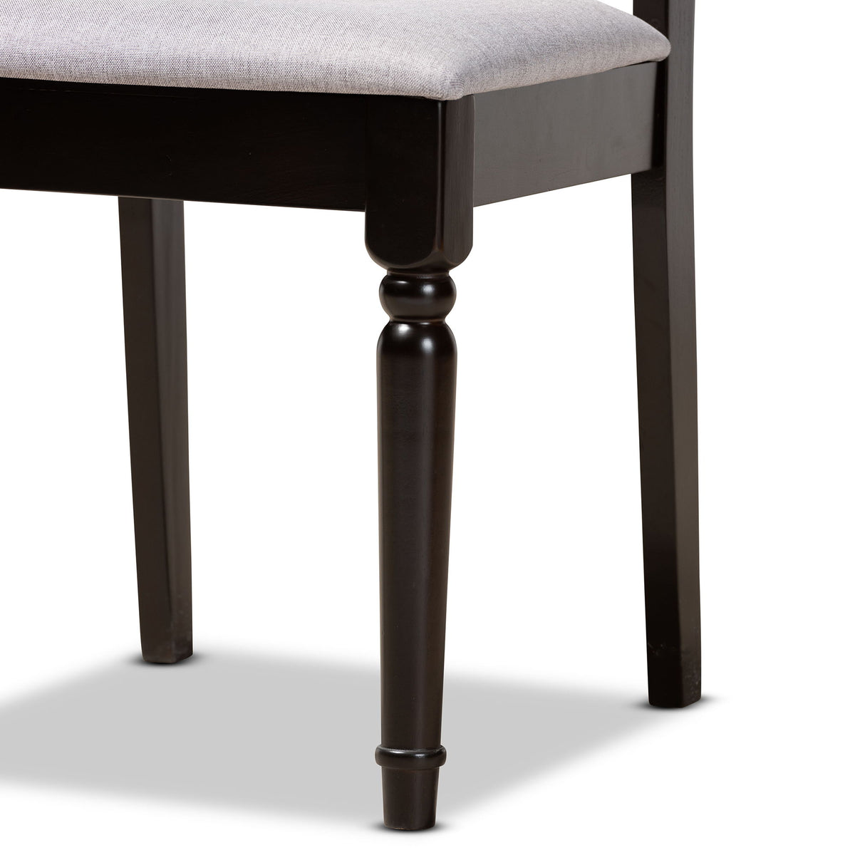 Callie Modern and Contemporary Grey Fabric Upholstered and Dark Brown Finished Wood 5-Piece Dining Set