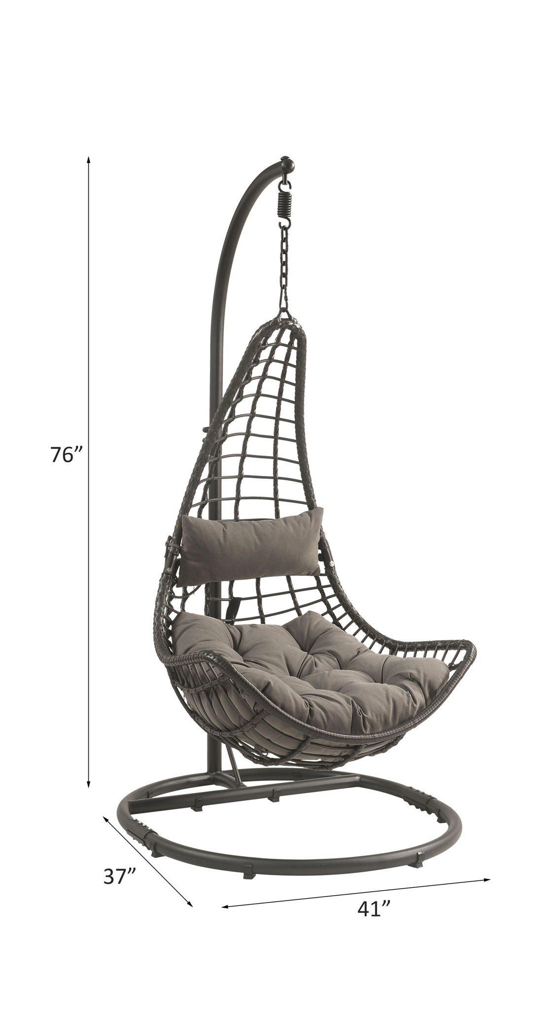 Uzae - Hanging Chair - Gray Fabric & Charcoal Wicker