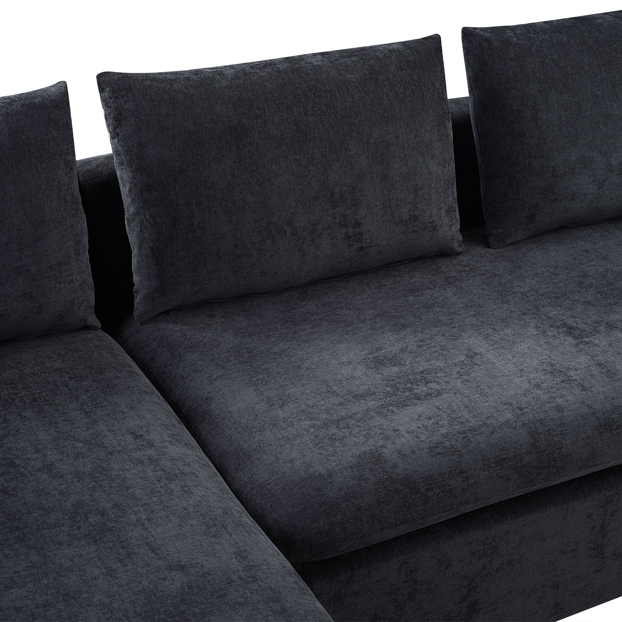 Modern L Shaped Sectional Sofa With Chenille Upholstery And Wooden Storage