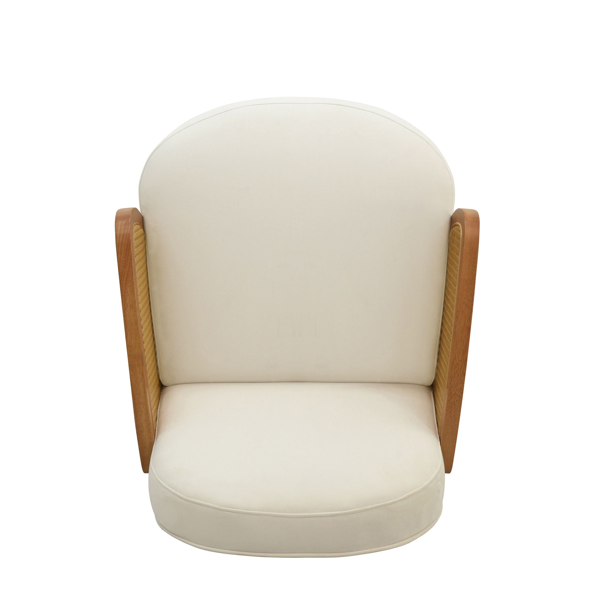 Accent Chair With Rattan Armrests And Wooden Legs Velvet For Living Room