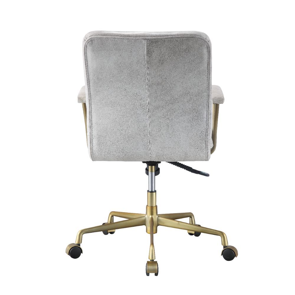 ACME Damir - Office Chair - Vintage White Top Grain Leather & Chrome | Meri Furniture