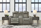 Backtrack - Gray - Pwr Rec Loveseat/Con/Adj Hdrst