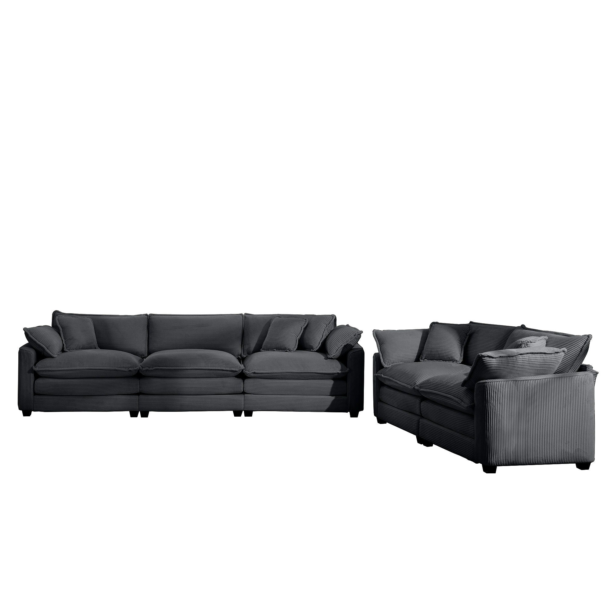 Elegant Corduroy Oversized Sectional Sofa Set With Deep Seats And Flexible Layout