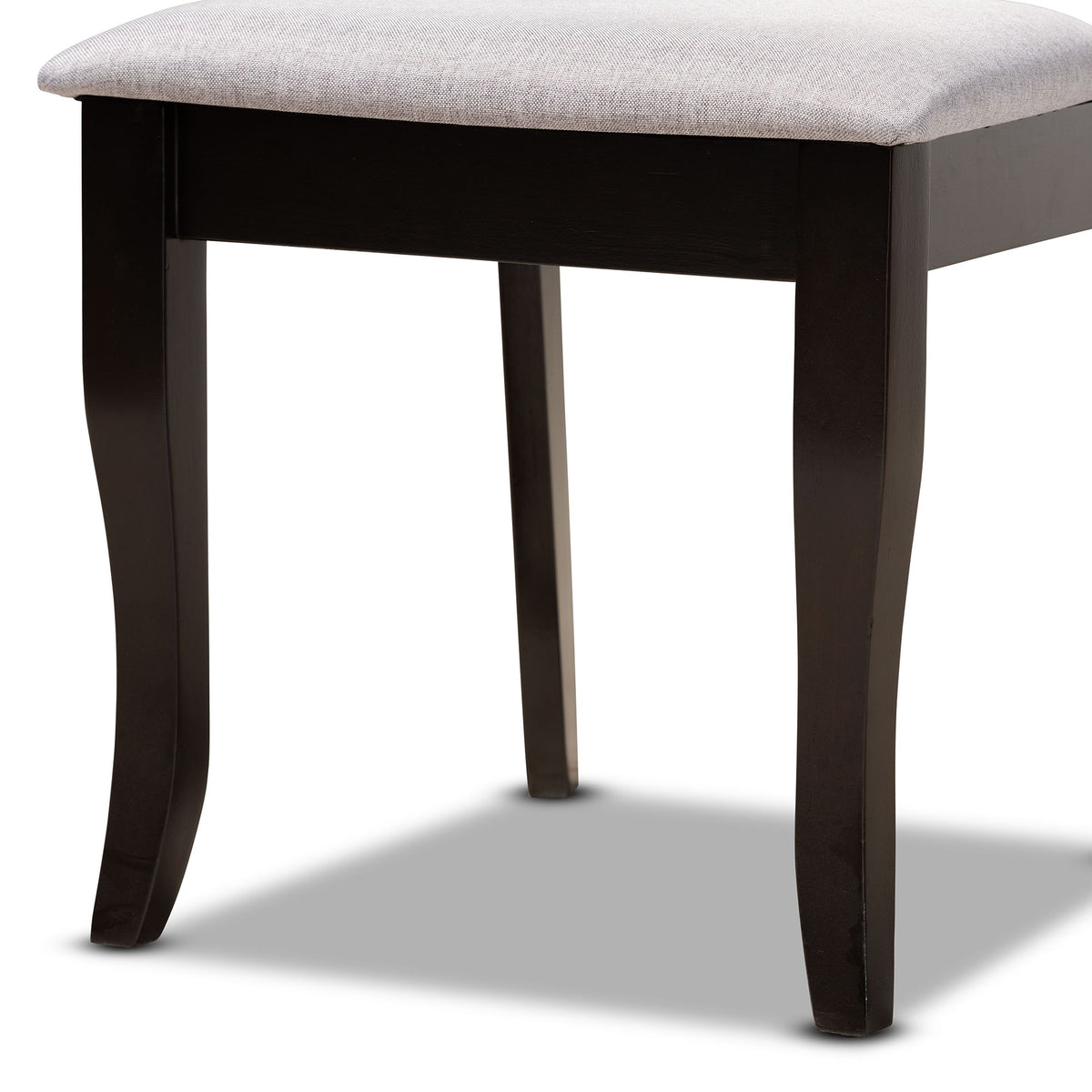 Savina Modern and Contemporary Grey Fabric Upholstered and Dark Brown Finished Wood 5-Piece Dining Set
