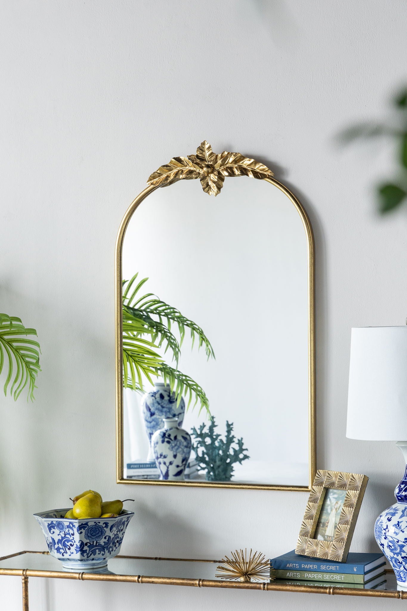 Arched Wall Mirror With Metal Frame, Wall Mirror For Living Room