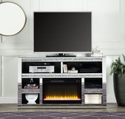 Noralie - 35" TV Stand With Fireplace - Mirrored & Faux Diamonds