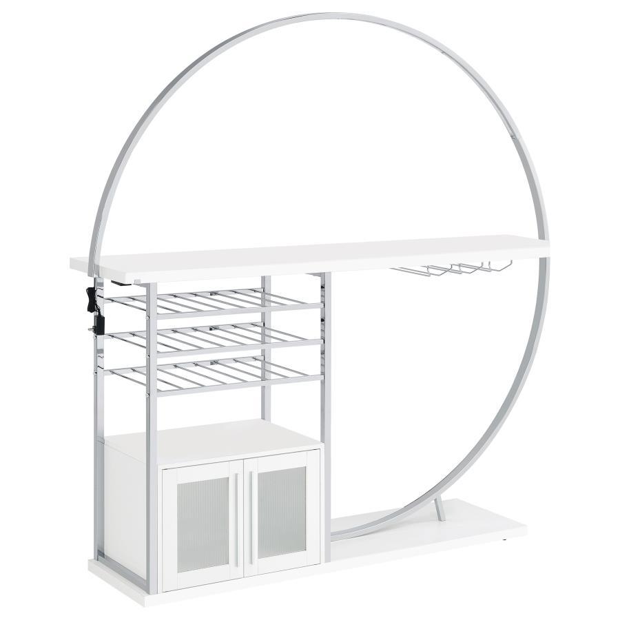 Coaster Fine Furniture Risley - 2-Door Circular LED Home Bar With Wine Storage | Meri Furniture