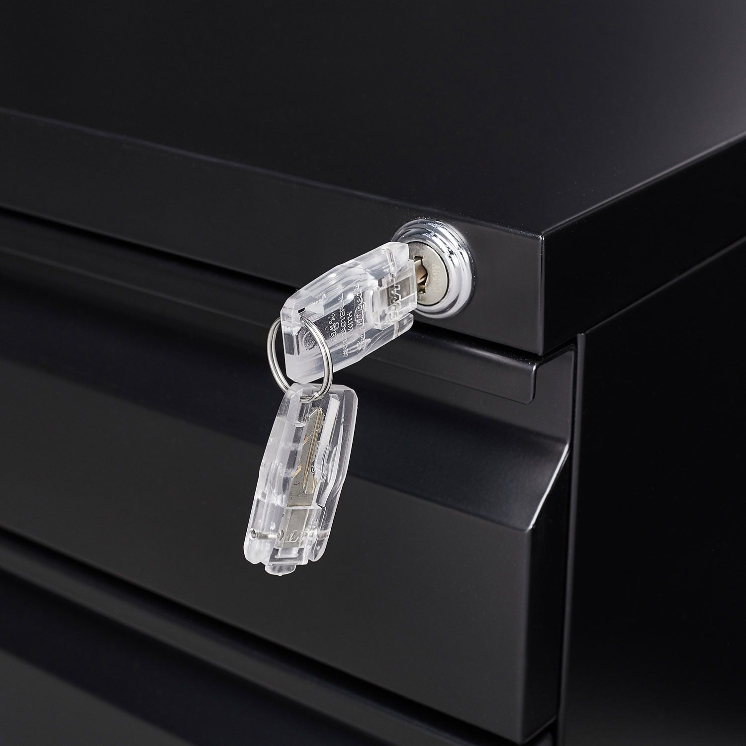 Contemporary Black 3 Drawer Mobile Filing Cabinet With Lock, Metal Office Storage For Legal / Letter Size