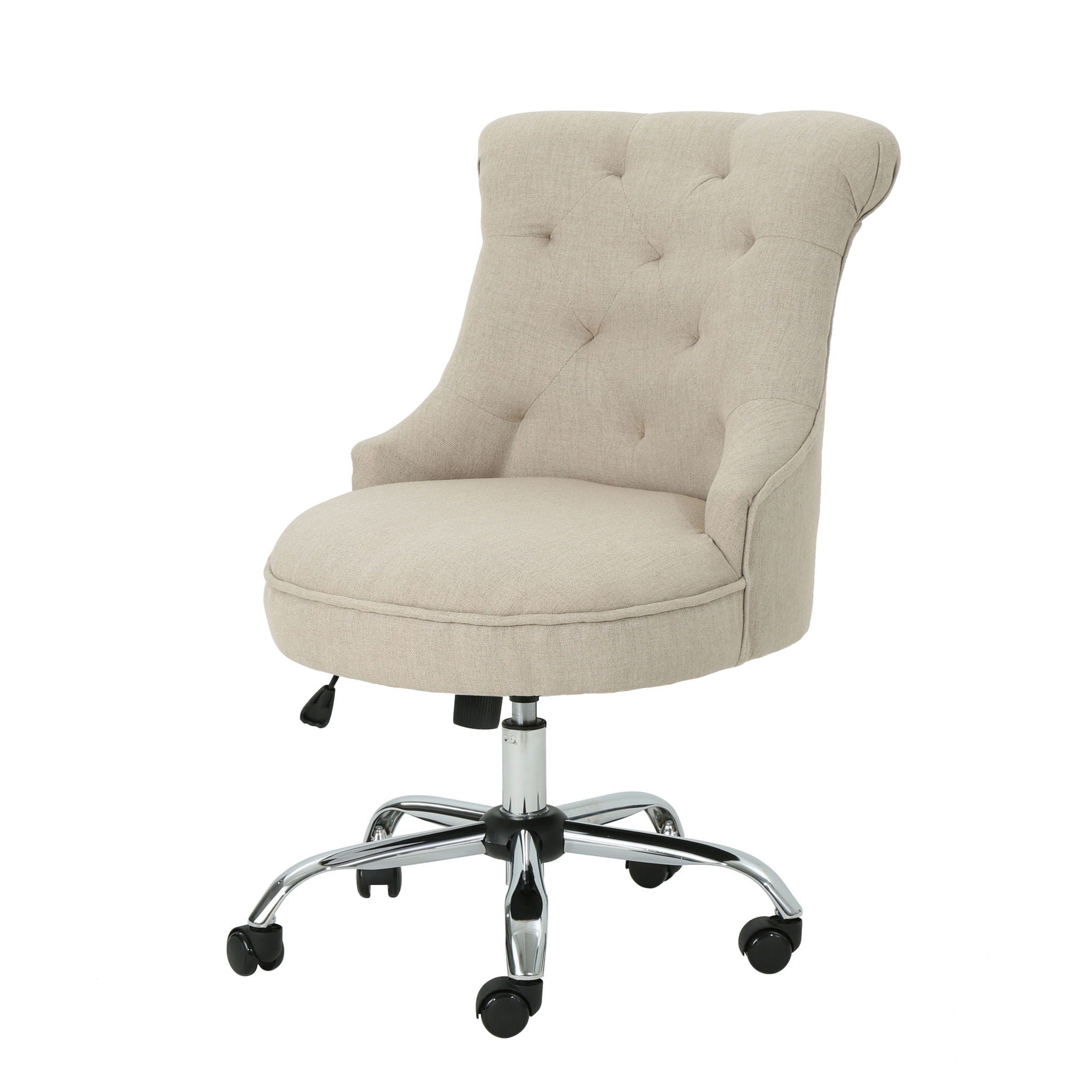Fidelity - Upholstered Office Chair With Sloped Arms And Rolled Backrest - Wheat / Chrome