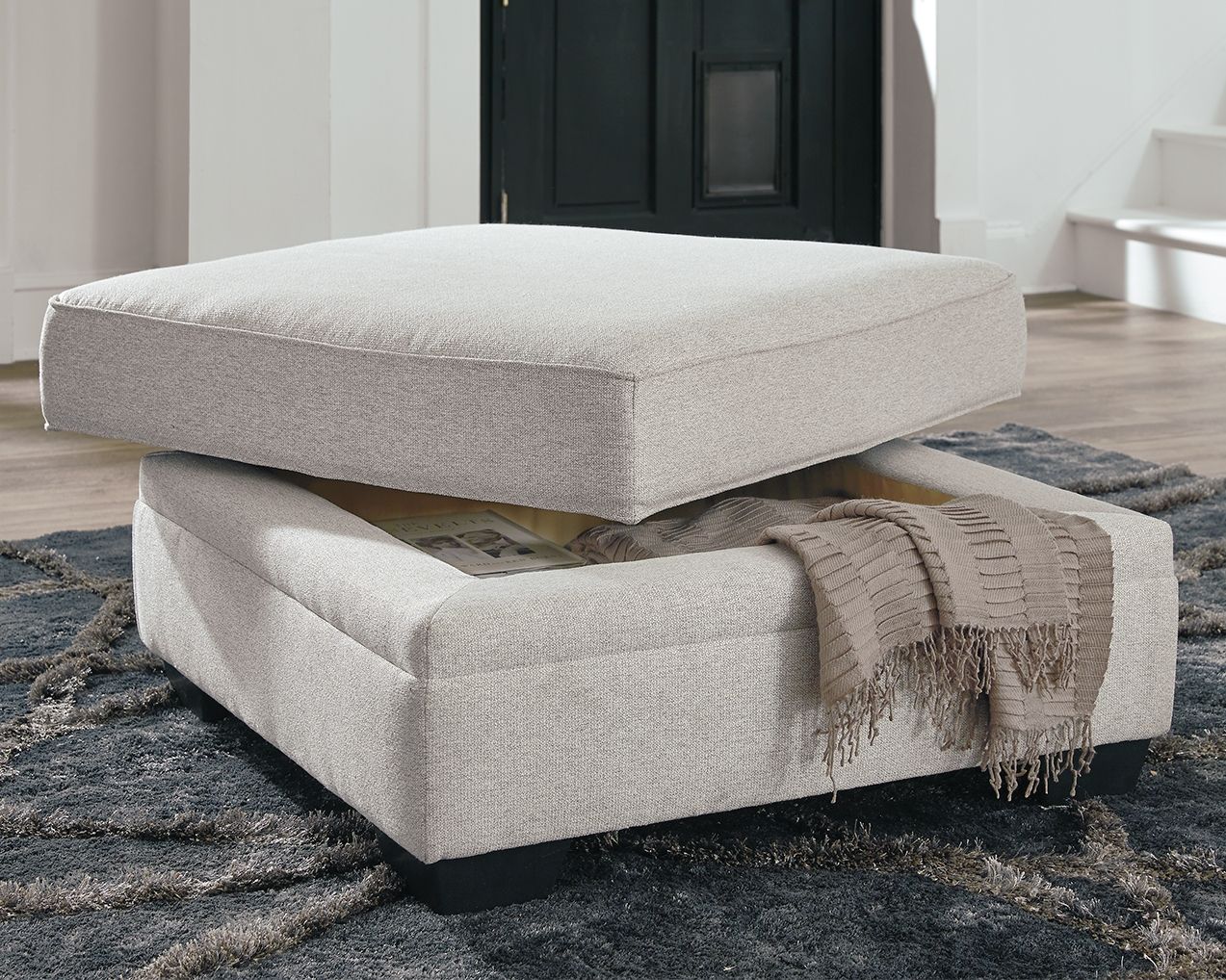 Ashley Furniture Dellara - Chalk - Ottoman With Storage | Meri Furniture