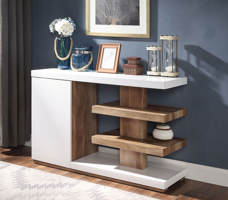 Furniture of America Moa - Sofa Table - White / Natural Tone | Meri Furniture