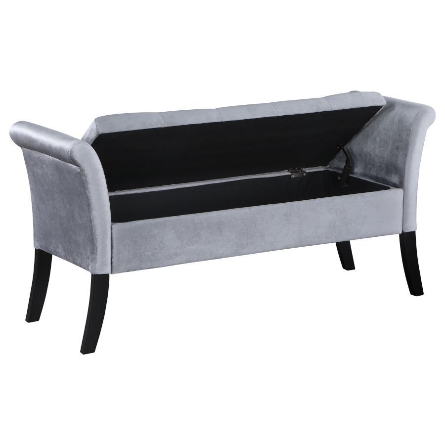 Coaster Fine Furniture Farrah - Velvet Upholstered Rolled Arm Storage Bench | Meri Furniture