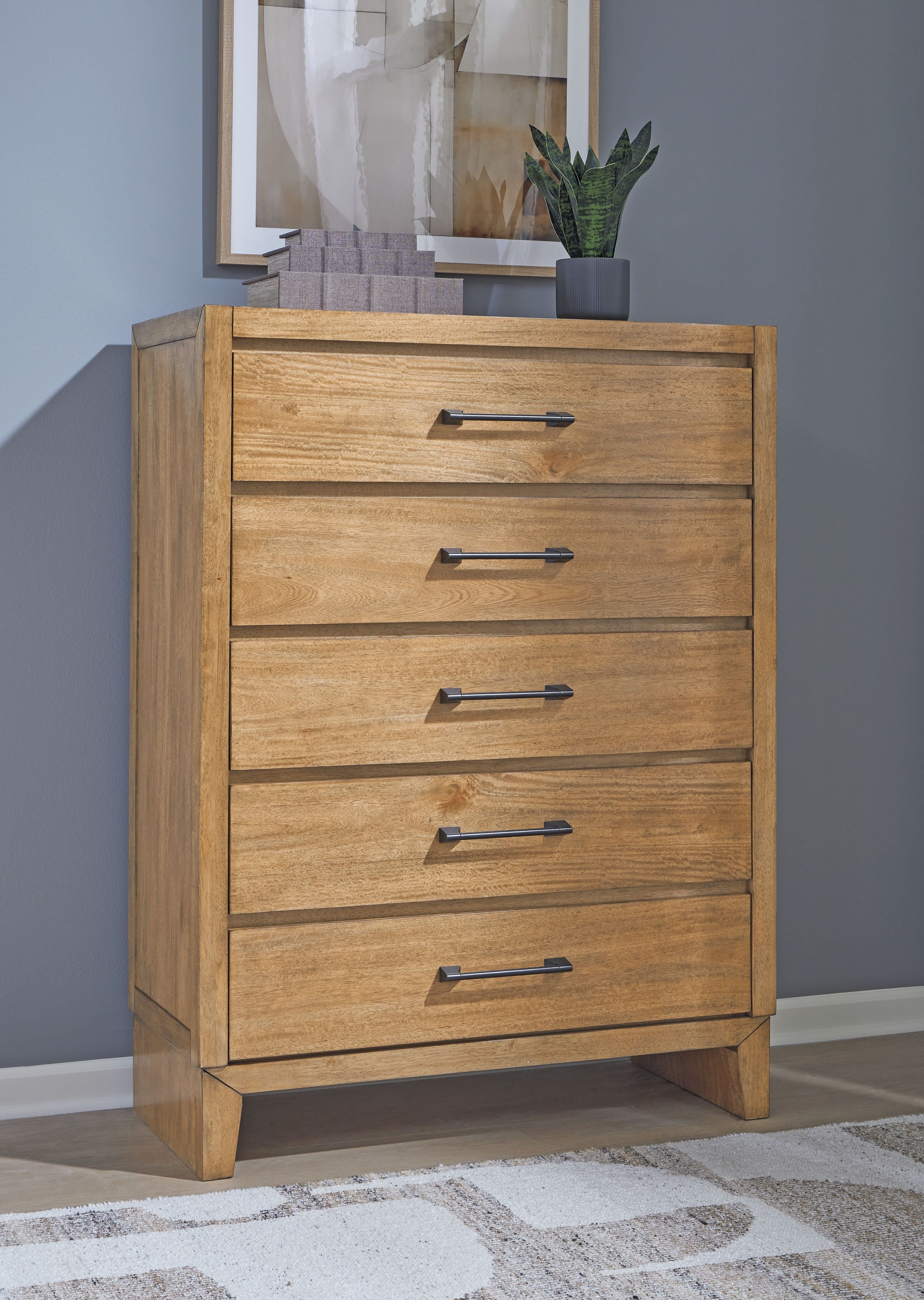 Signature Design by Ashley® Sherbana - Light Brown - Five Drawer Chest | Meri Furniture