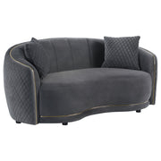 Coaster Fine Furniture Brookside - Velvet Upholstered Curved Loveseat - Dark Gray | Meri Furniture