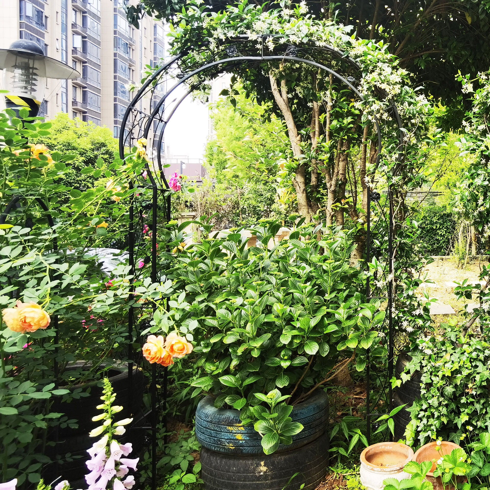 Metal Garden Arch Assemble Freely With 8 Styles Garden Arbor Trellis Climbing Plants Support Rose Arch