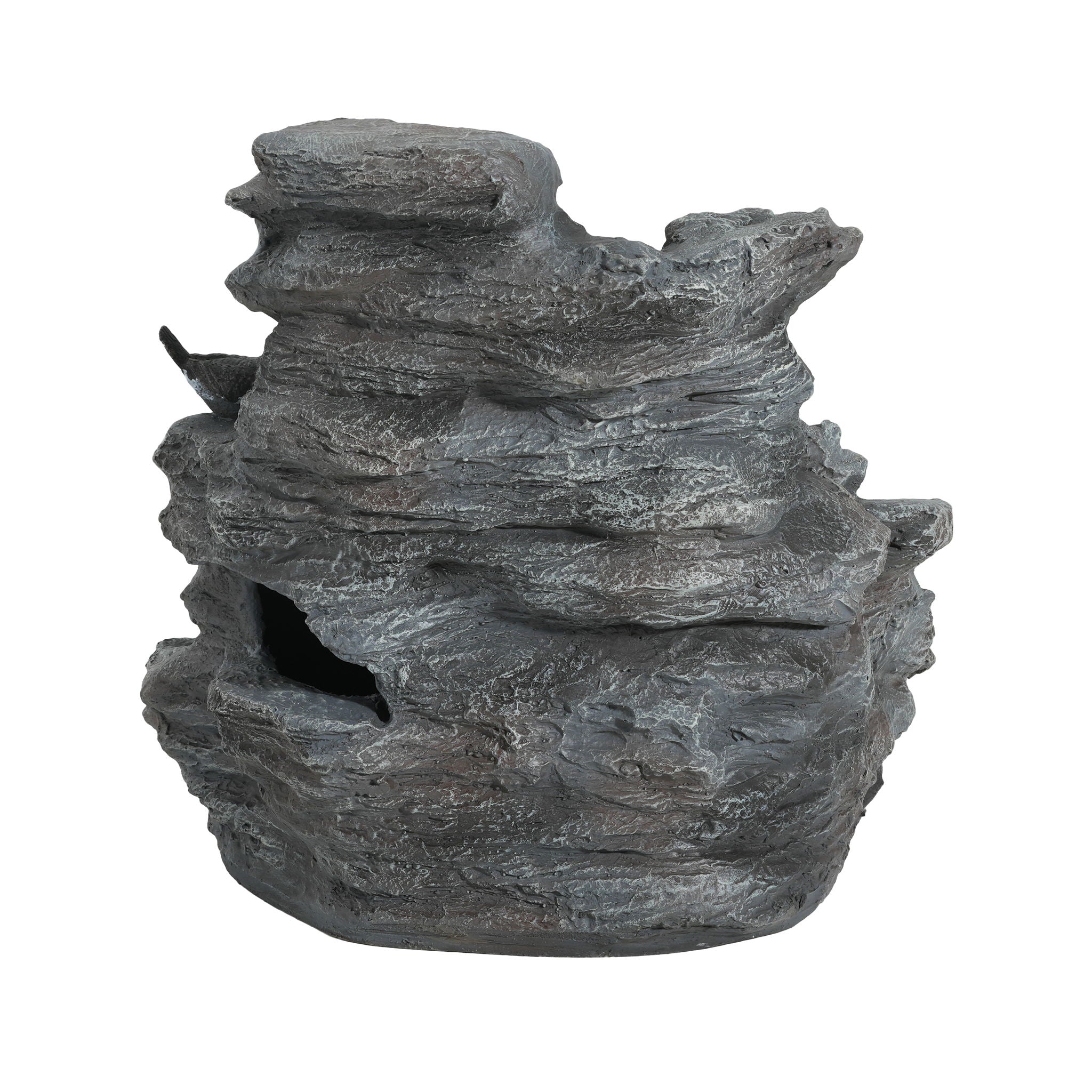 Concrete Rock Waterfall Fountain With LED Lights, Outdoor Garden Decor