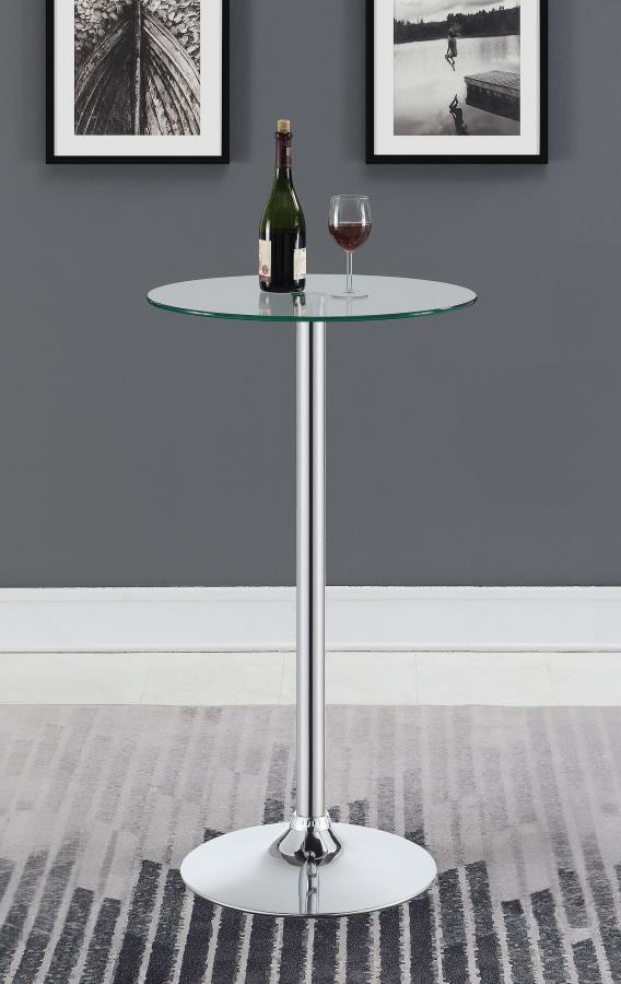 Coaster Fine Furniture Abiline - Round Glass Top Bistro Bar Table - Chrome | Meri Furniture