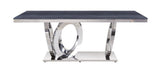 ACME Nasir - Dining Table - Gray Printed Faux Marble & Mirrored Silver Finish | Meri Furniture