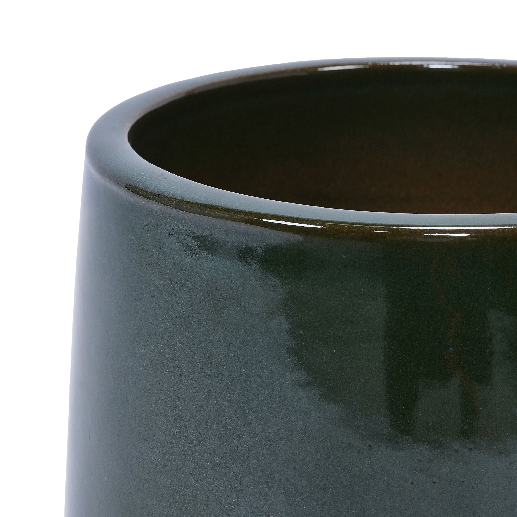 Ceramic Flowerpot, Planter For Patio, Garden, Windowsill (Set of 3) - Antique Green