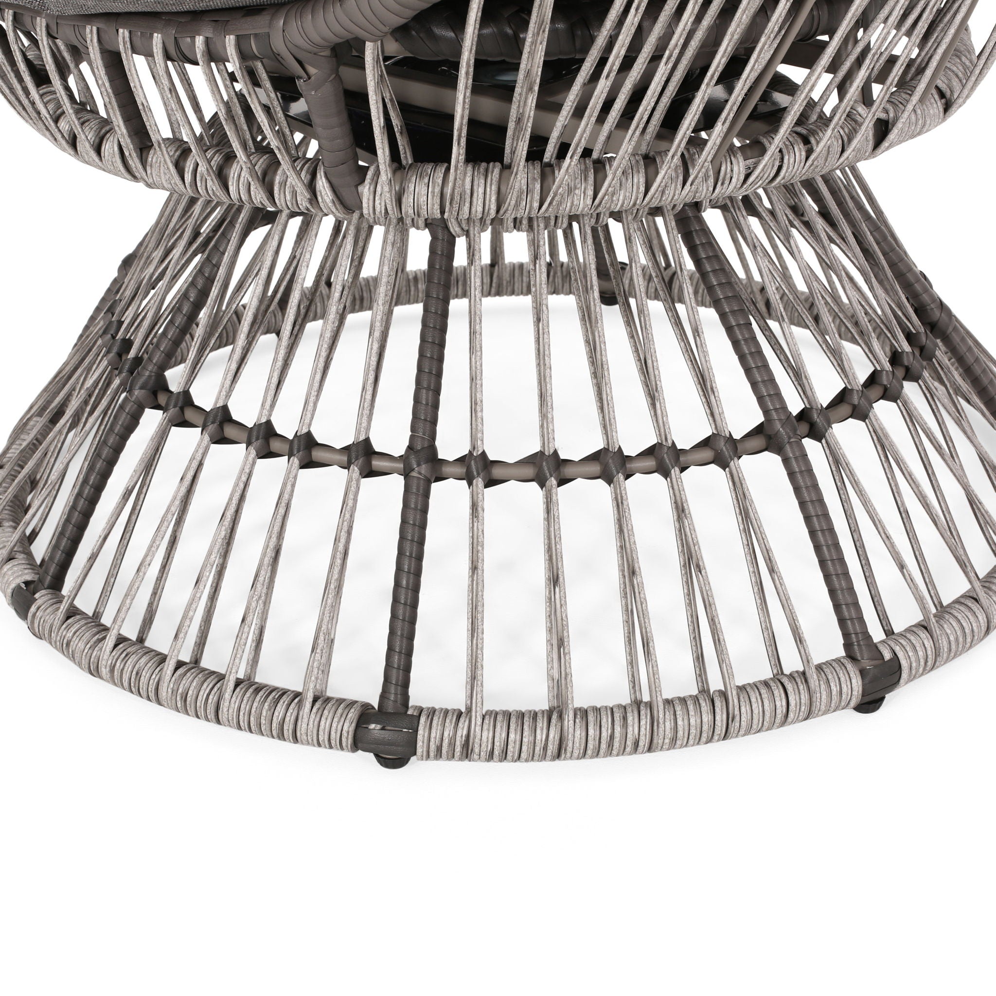 Patio Swivel Basket Egg Chair With Cushion