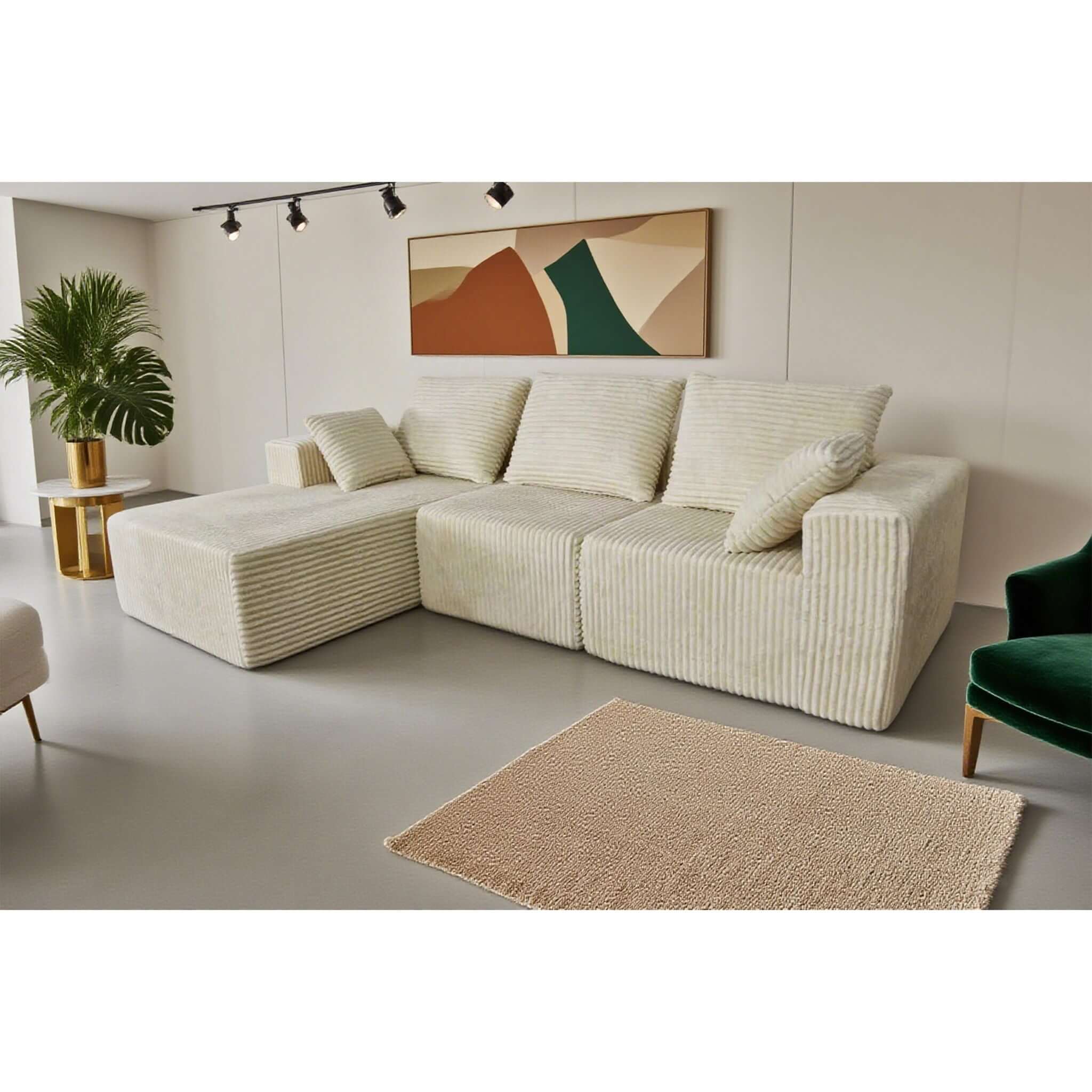 Corner Combination Sofa Sectional Couch With Soft Plush Fabric