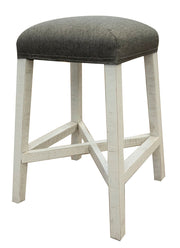 International Furniture Direct Stone - Stool With Fabric Seat - Antiqued Ivory / Weathered Gray | Meri Furniture