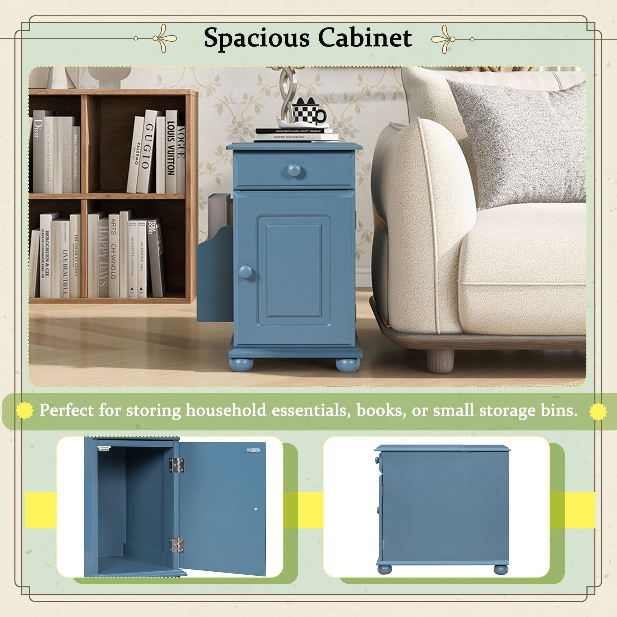 Vintage Flip Top Side Table With USB Ports