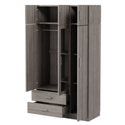 Modern 3 Door Mirror Wardrobe With 2 Drawers And Top Cabinet