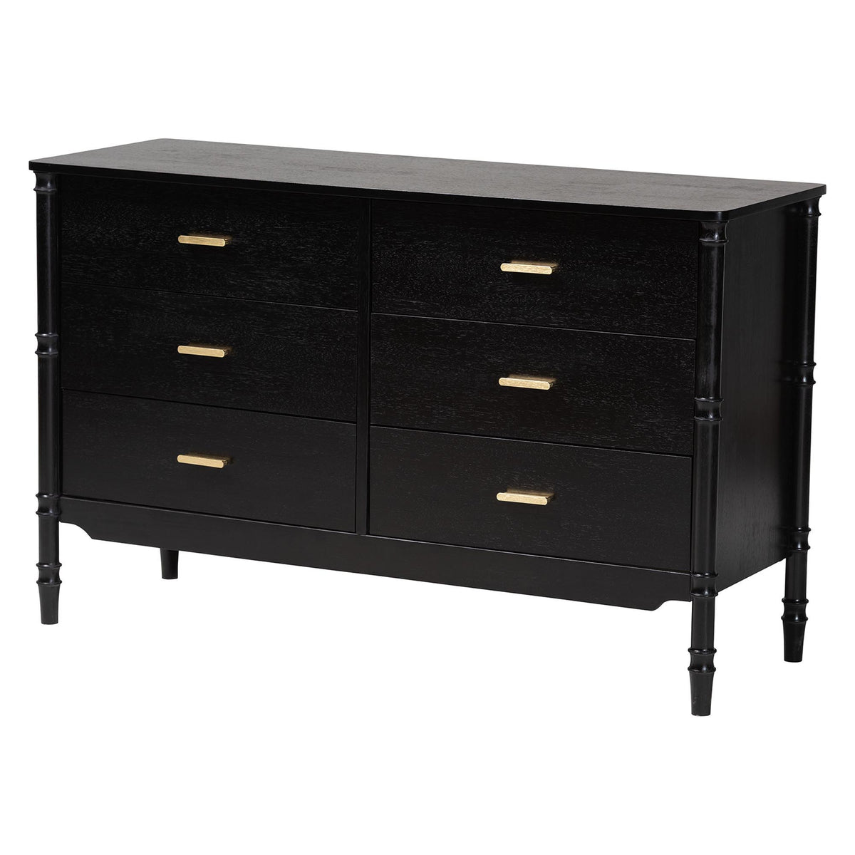 Marisela 4-Piece Black Bedroom Set - CaNopy Bed with Synthetic Rattan Headboard, Matching Dresser, Chest, and Nightstand, Modern Transitional Wood Bedroom Furniture Collection, Queen