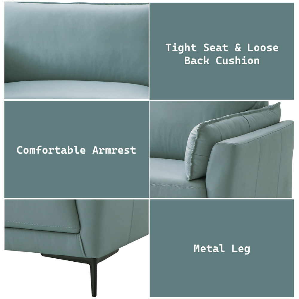 Mesut - Loveseat - Sage Green Top Grain Leather & Black