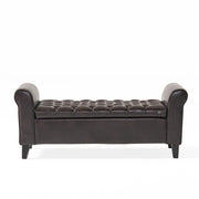 Hayes - Contemporary Armed Storage Bench With Button Tufting And Rolled Arms