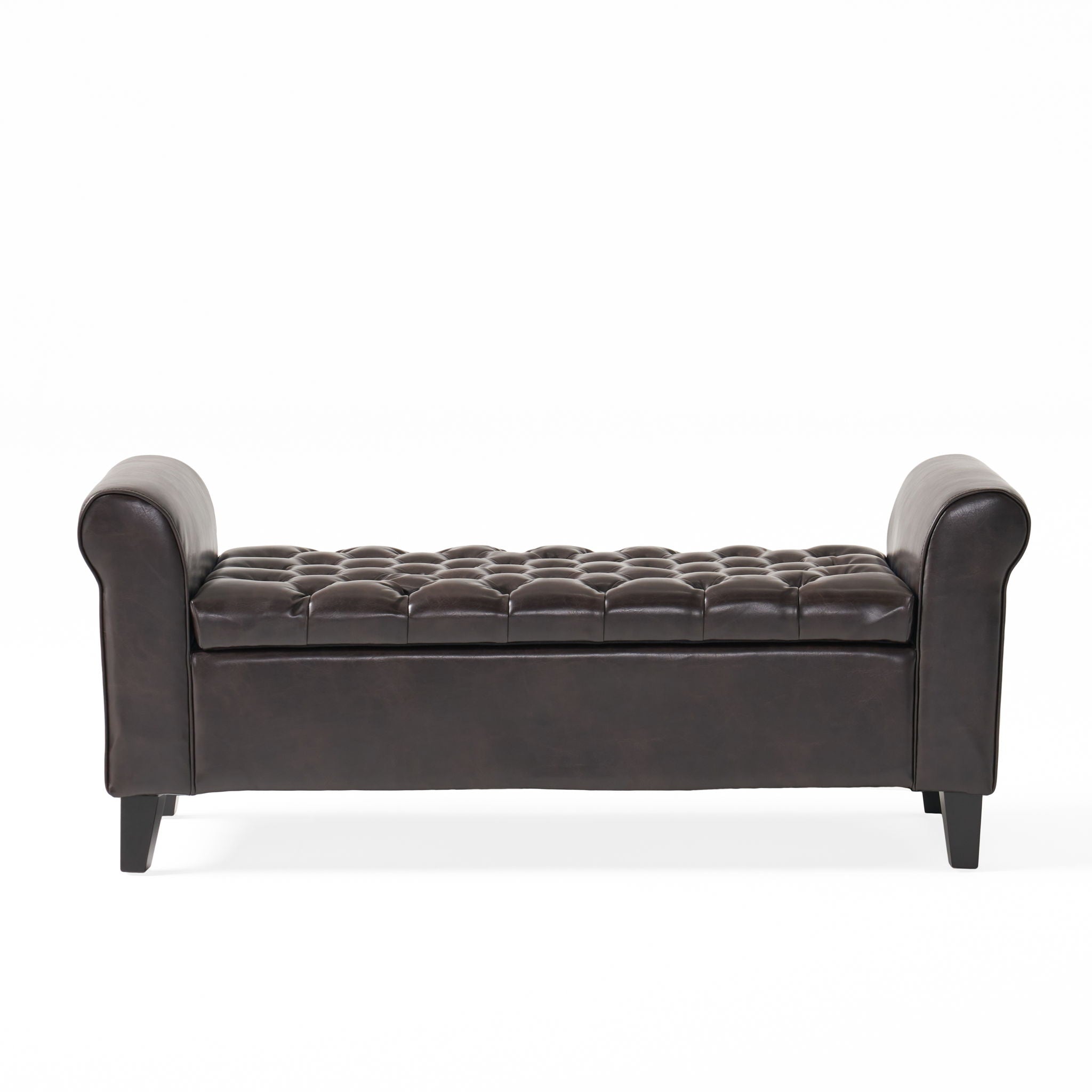 Hayes - Contemporary Armed Storage Bench With Button Tufting And Rolled Arms