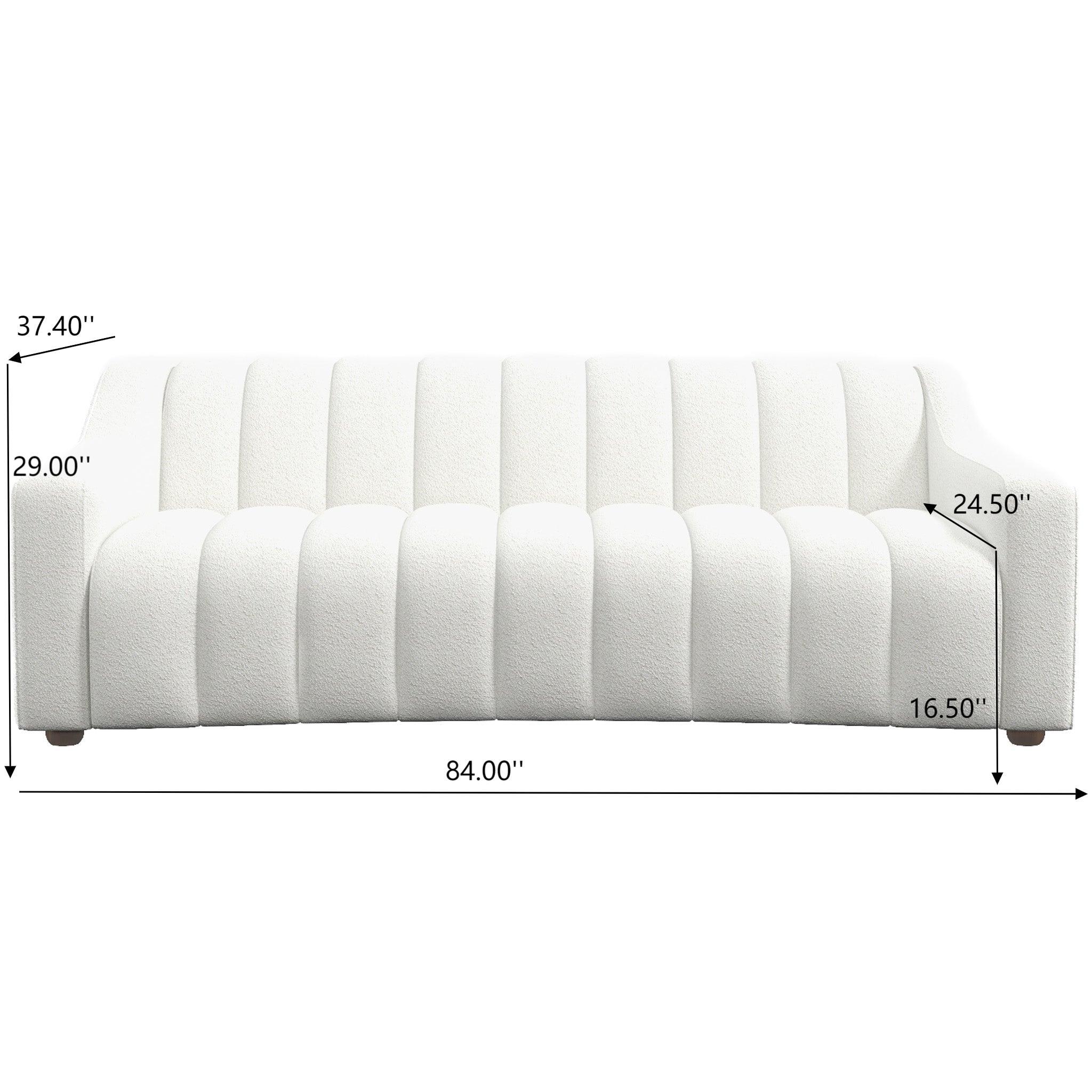 Marcus - Luxury Tight Back Boucle Couch - Cream / Creamy White / Ivory