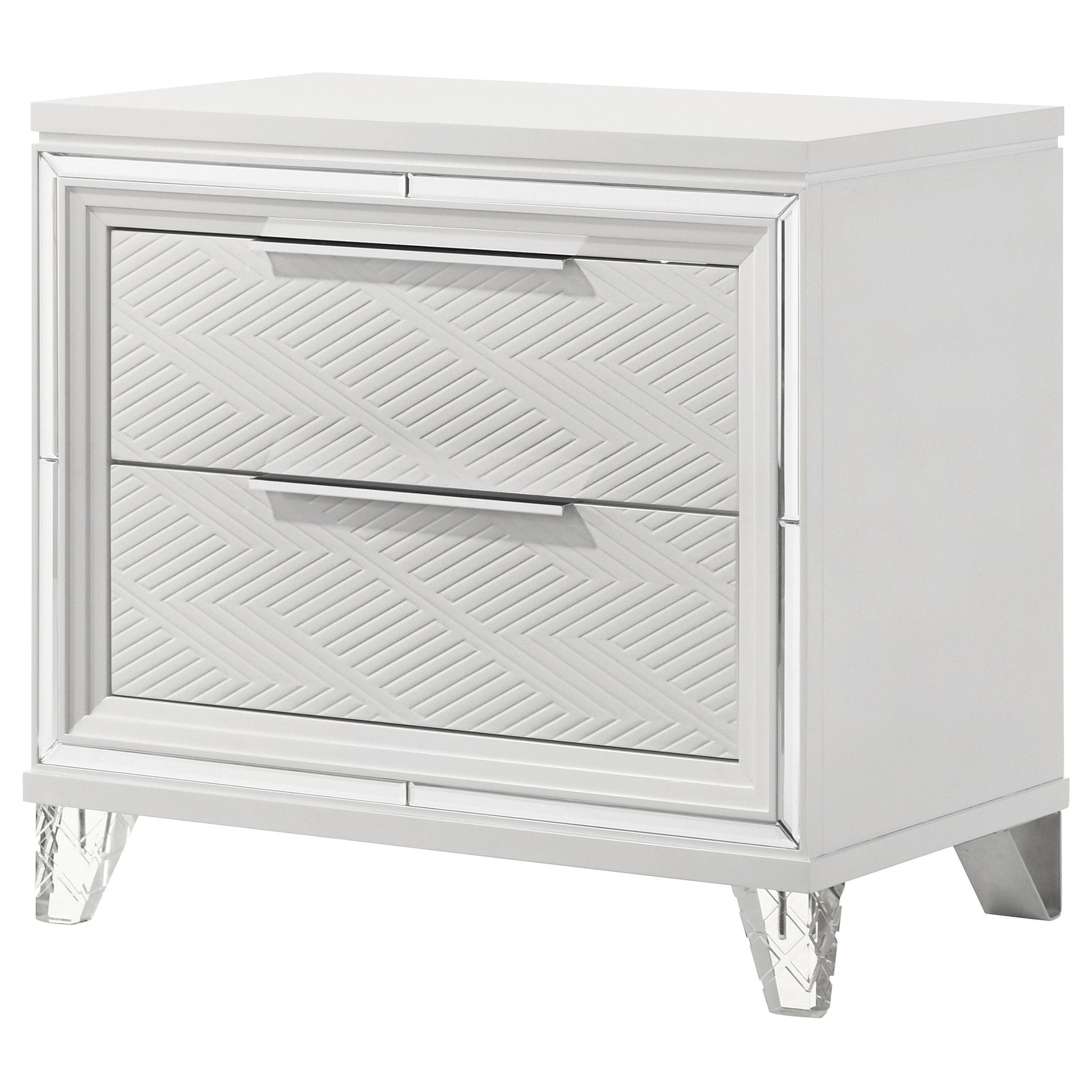 Coaster Fine Furniture Marmore - 2-Drawer Nightstand Bedside Table - White | Meri Furniture