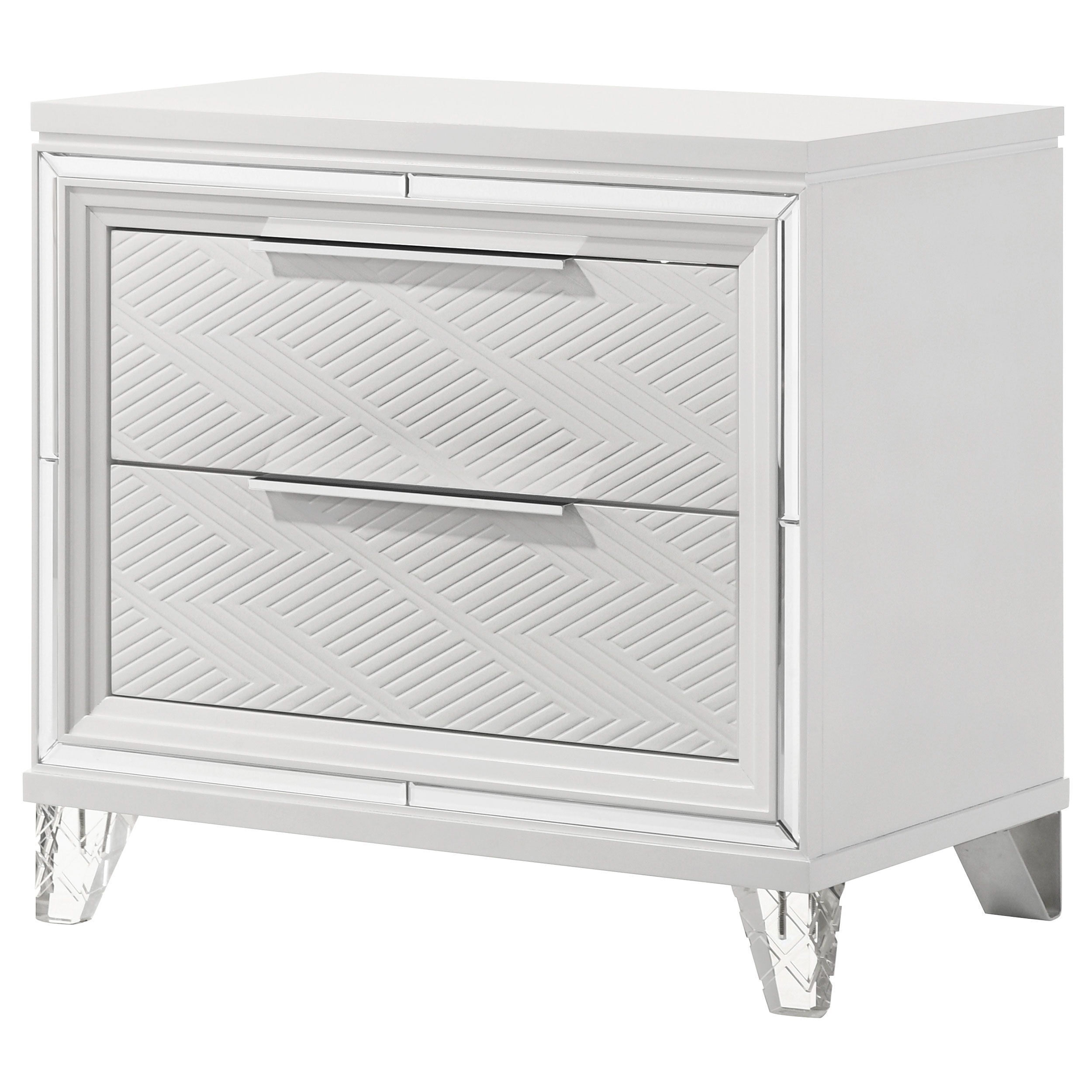 Coaster Fine Furniture Marmore - 2-Drawer Nightstand Bedside Table - White | Meri Furniture