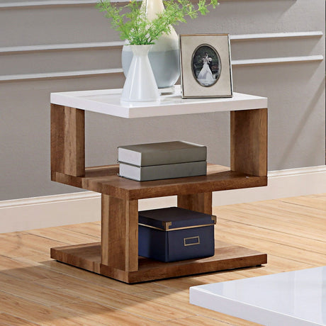 Furniture of America Majken - End Table - White / Natural Tone | Meri Furniture