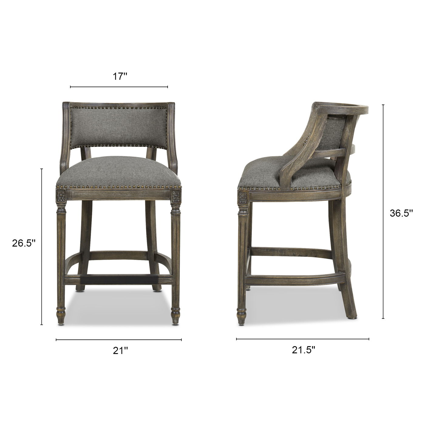 Paris - Farmhouse Counter Height Bar Stool With Backrest