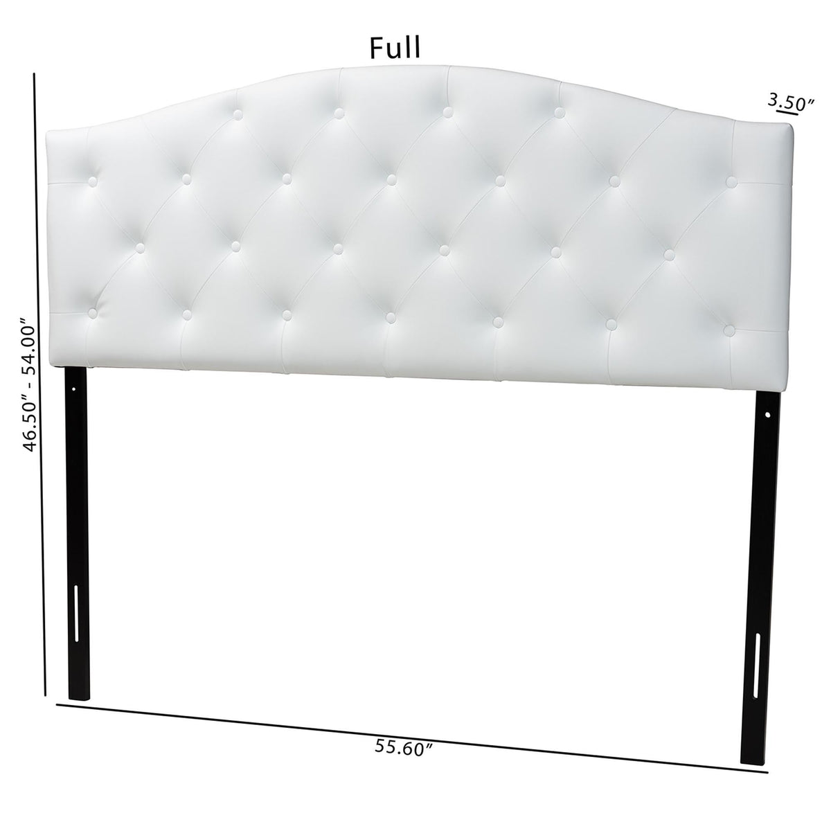Myra Modern and Contemporary Queen Size White Faux Leather Upholstered Button-tufted Scalloped Headboard