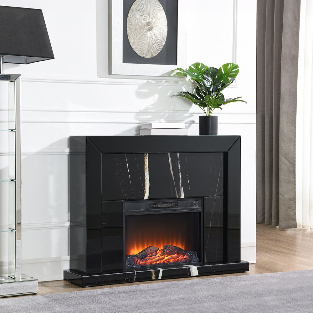 ACME Drisana - Fireplace - Black Mirrored Finish | Meri Furniture