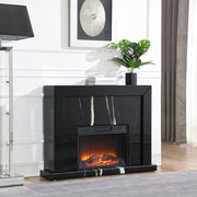 ACME Drisana - Fireplace - Black Mirrored Finish | Meri Furniture