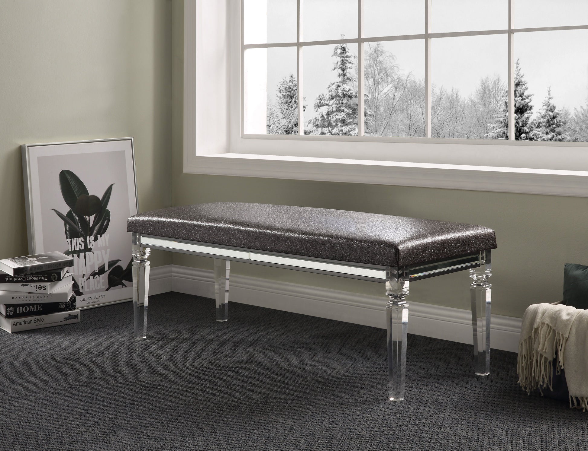 ACME Sawyer - Bench - PU & Clear Acrylic | Meri Furniture