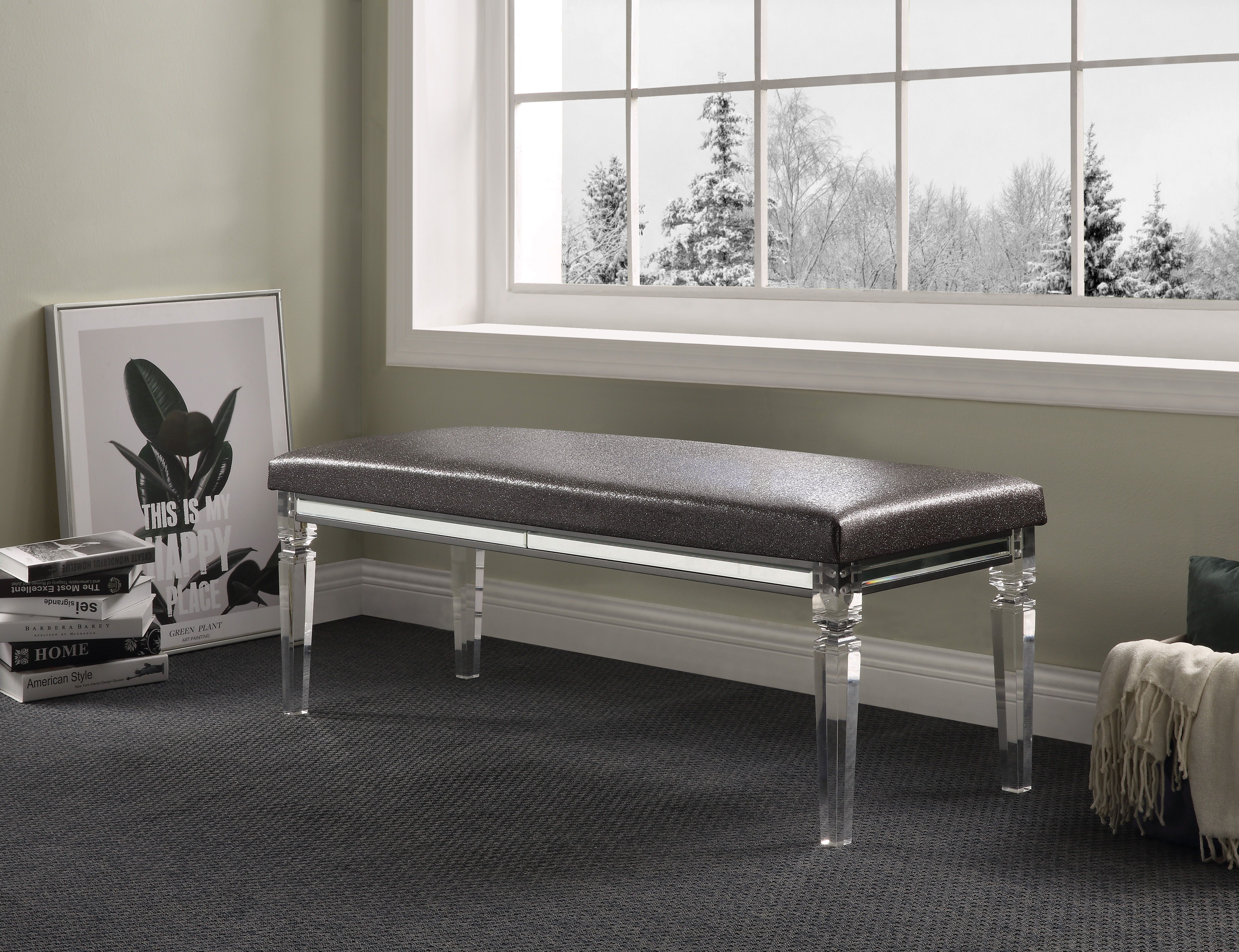 ACME Sawyer - Bench - PU & Clear Acrylic | Meri Furniture