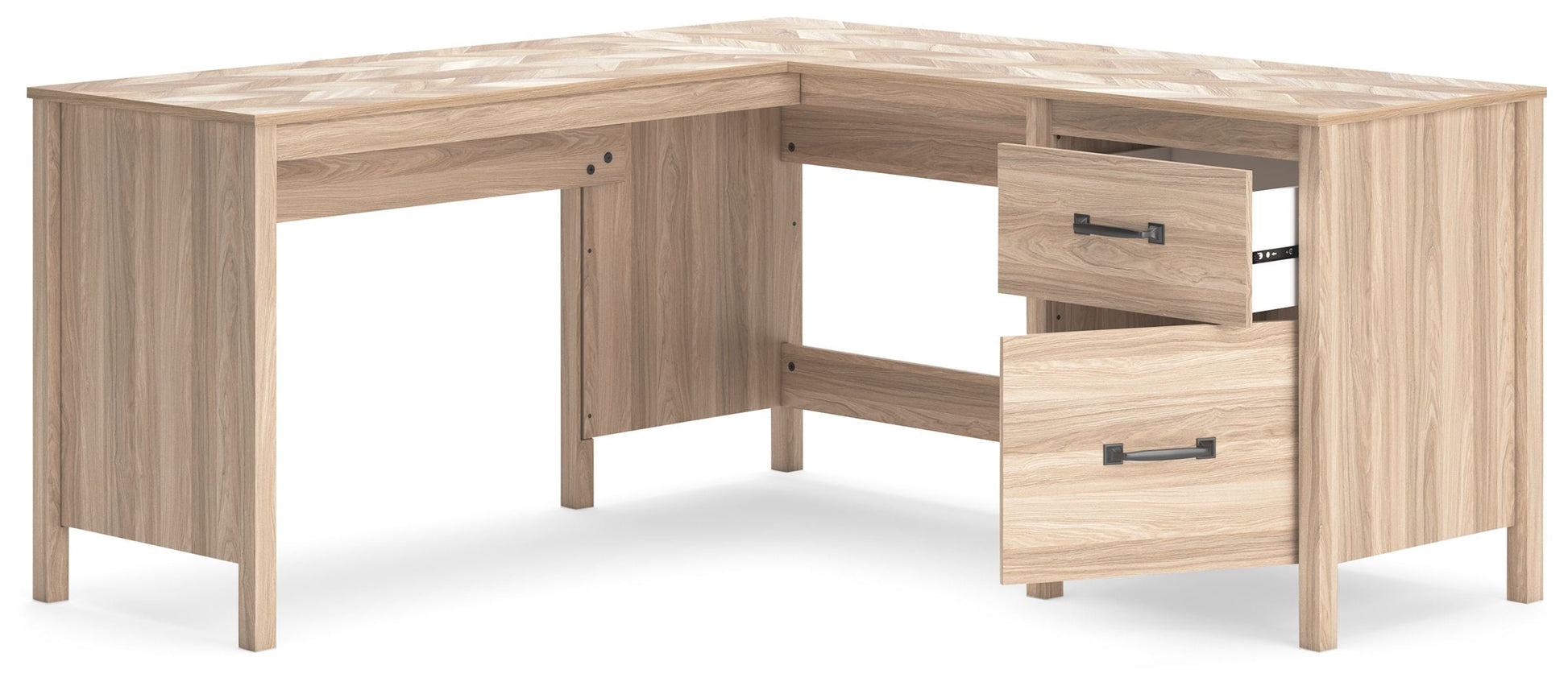Signature Design by Ashley® Battelle - Tan - 60" Home Office Desk With Return | Meri Furniture