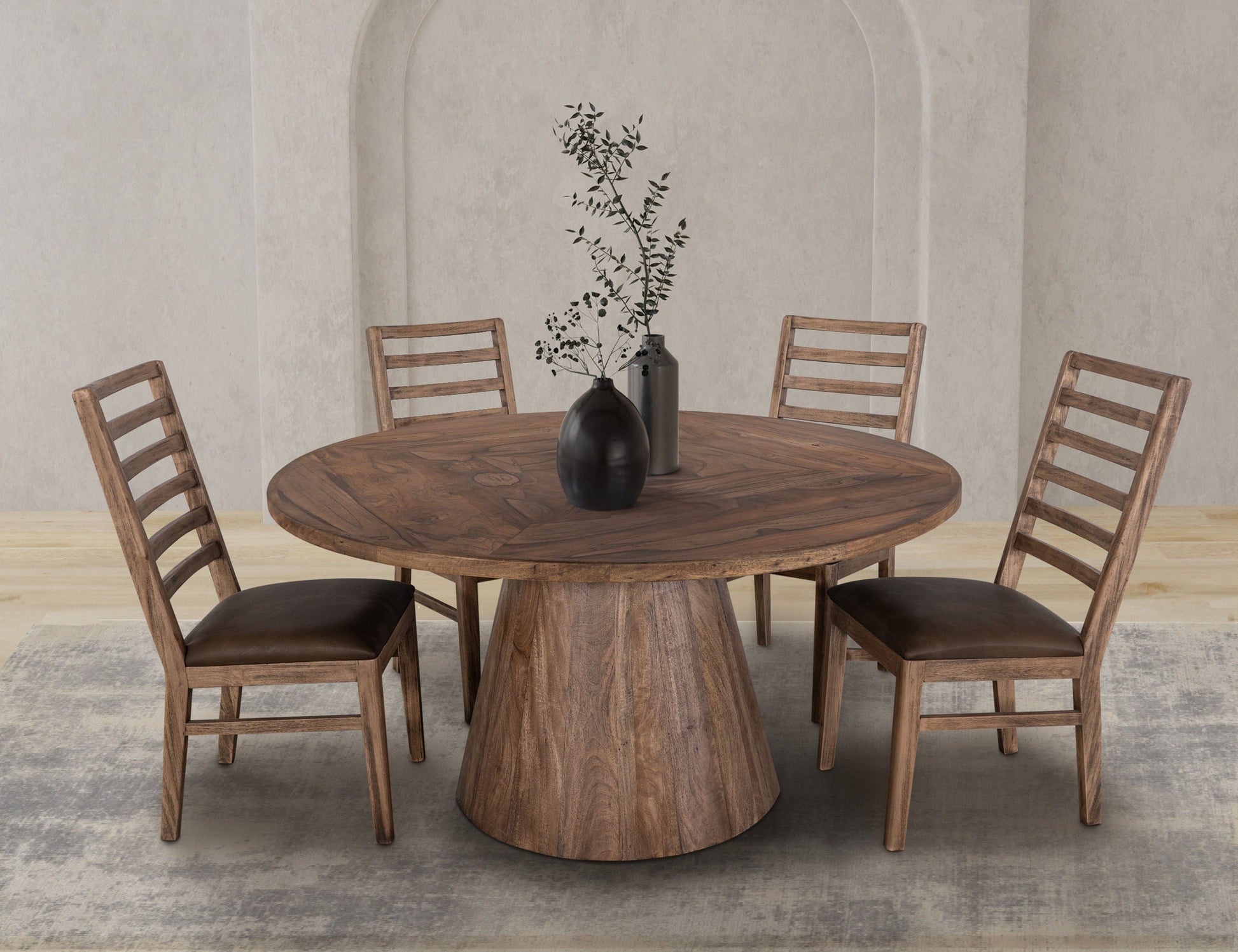 International Furniture Direct Balam - Round Dining Table - Light Brown | Meri Furniture