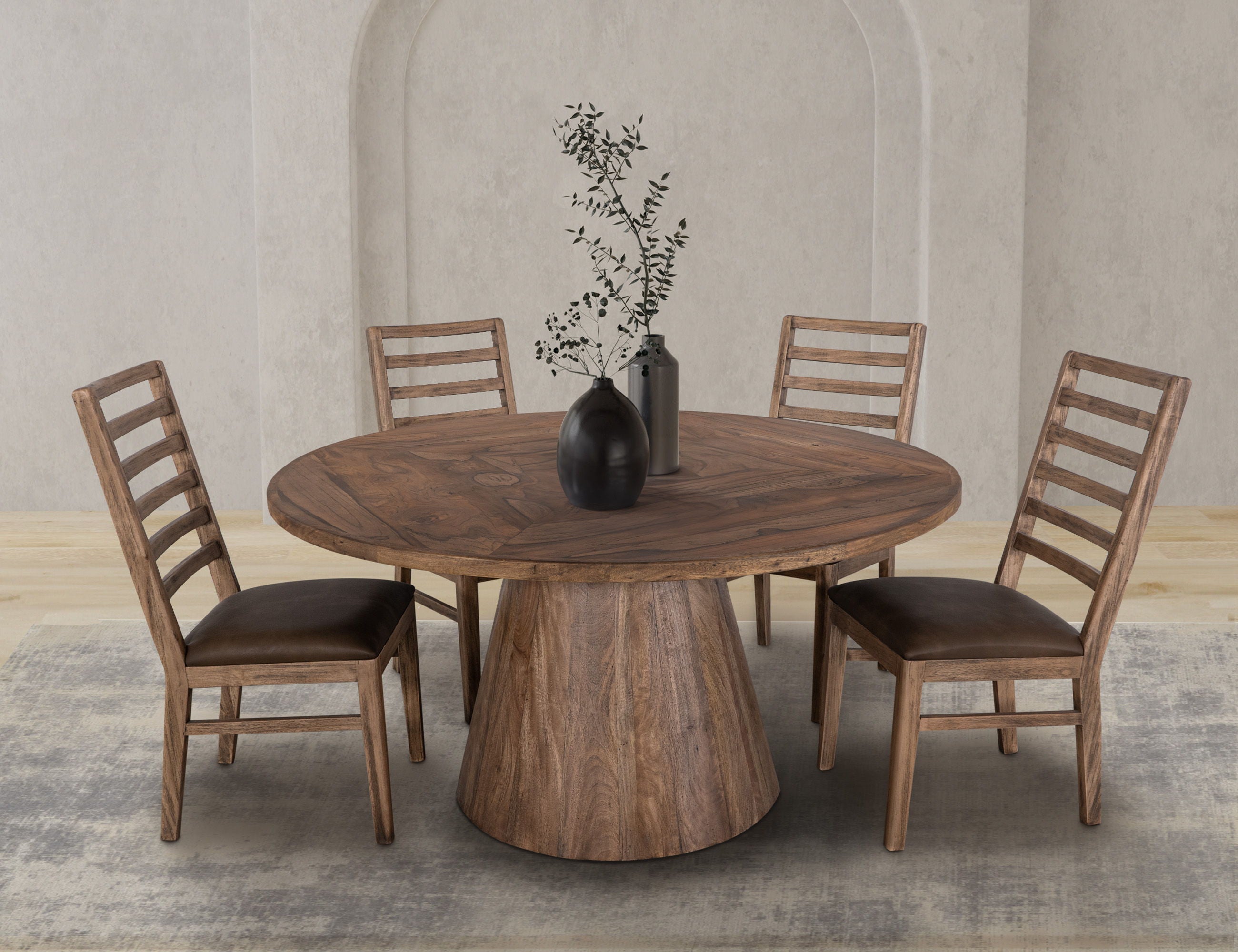 International Furniture Direct Balam - Round Dining Table - Light Brown | Meri Furniture
