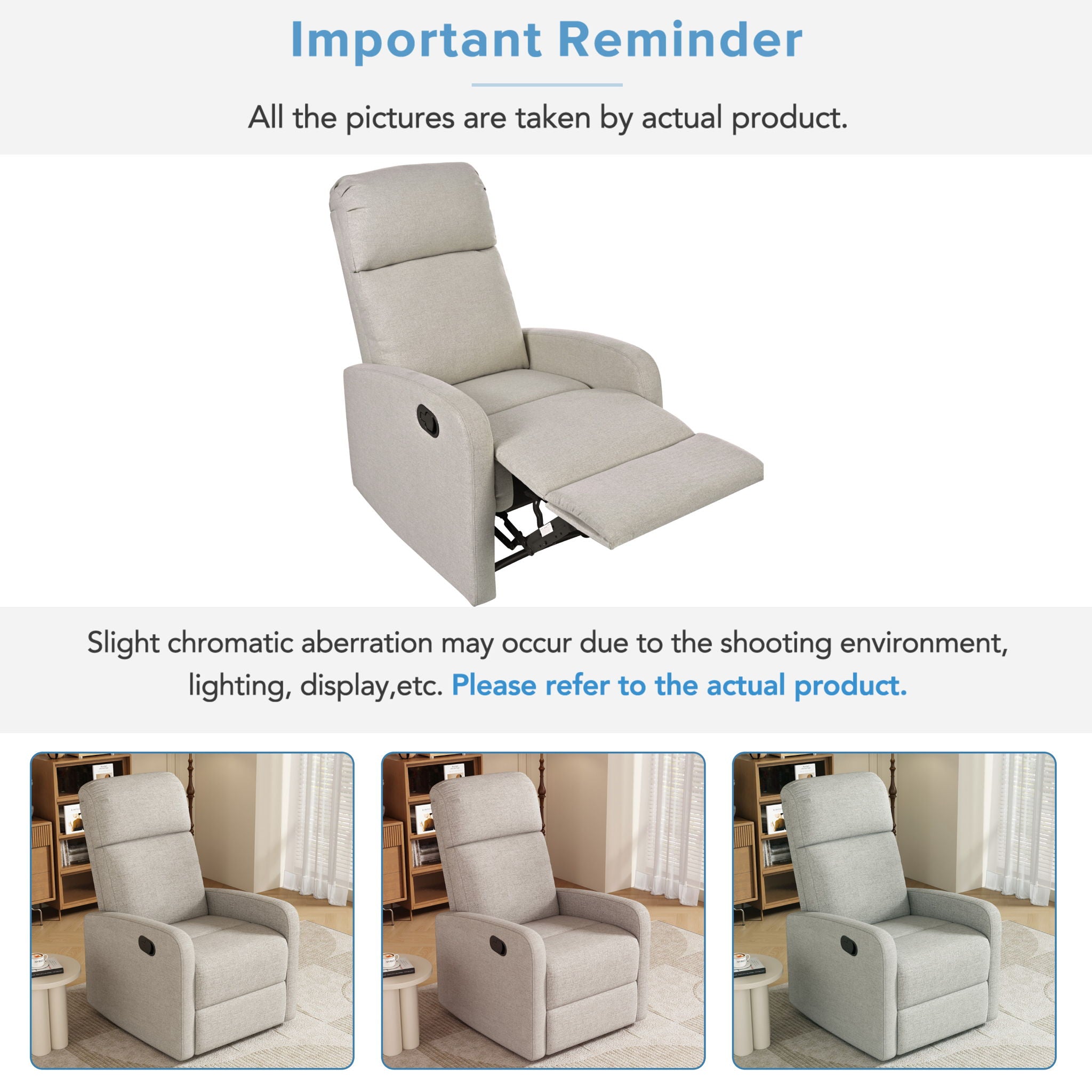 Modern Recliner Manual, Home Theater Chair With Adjustable Backrest